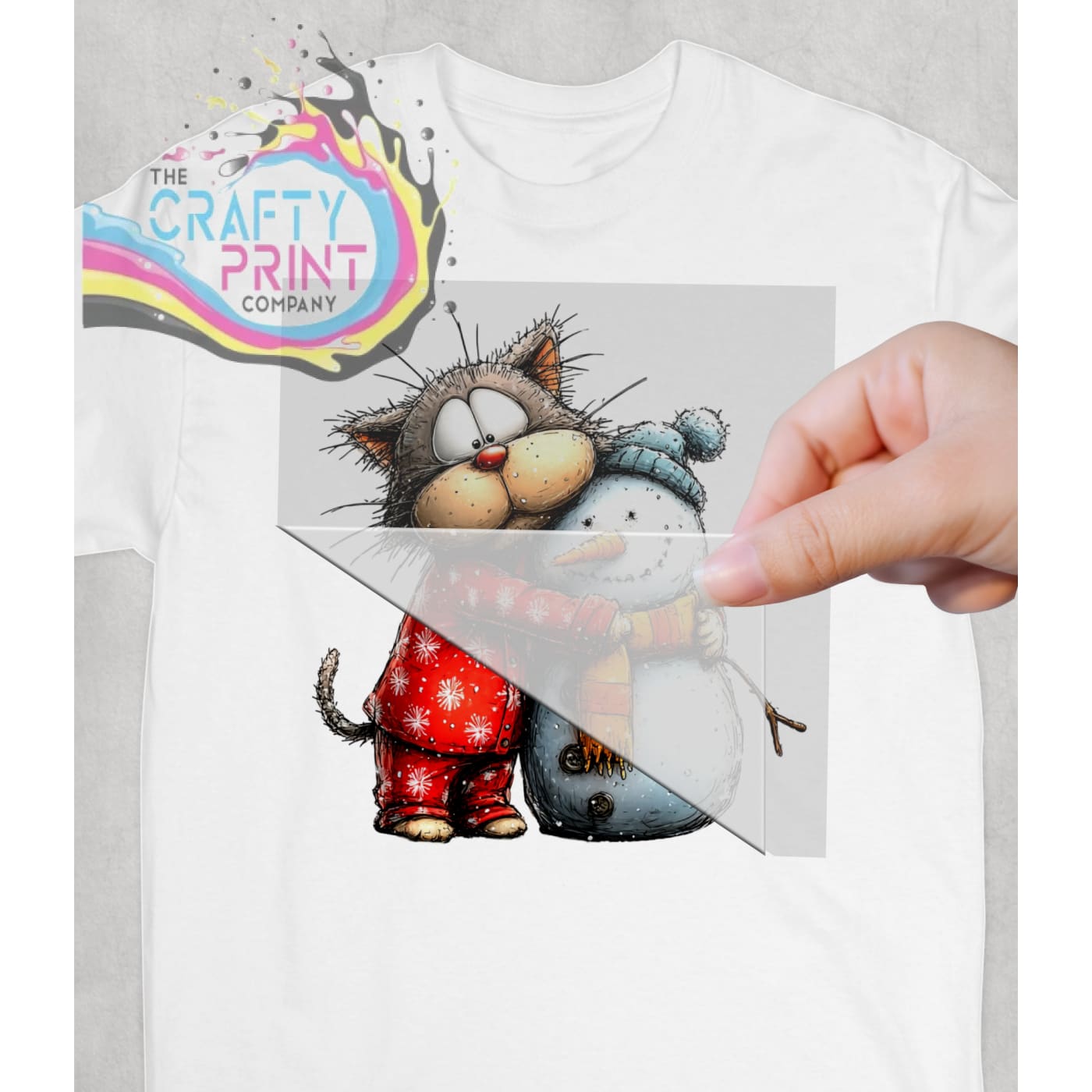 Whimsical Cat Snowman DTF Print - Posters Prints & Visual