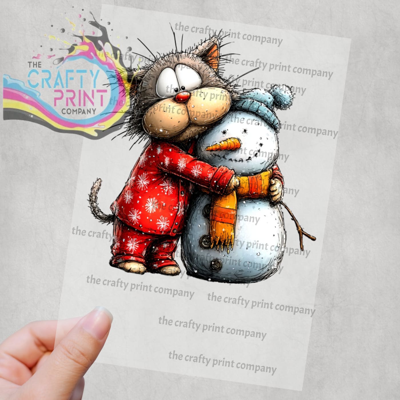 Whimsical Cat Snowman DTF Print - Posters Prints & Visual