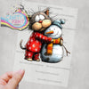 Whimsical Cat Snowman DTF Print - Posters Prints & Visual