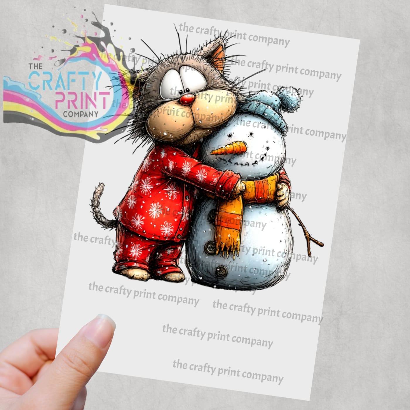 Whimsical Cat Snowman Sublimation Print - Posters Prints &