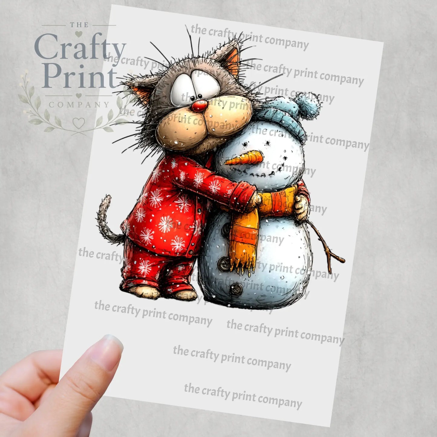 Whimsical Cat Snowman Sublimation Print - Posters Prints &