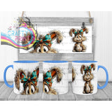 Whismical Rabbit Mug with suprise mouth - Blue Handle &