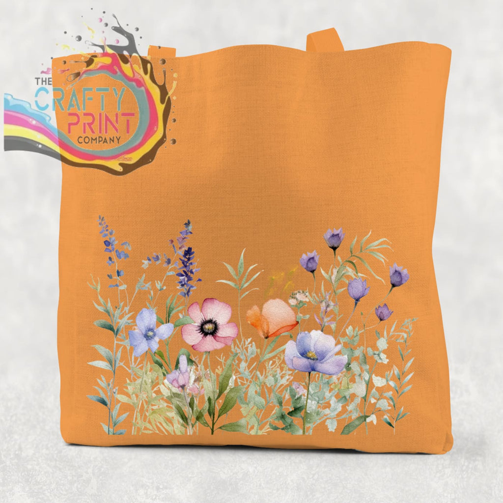 Wildflower Cotton Re-usable Tote Bag - Orange / Small: 21