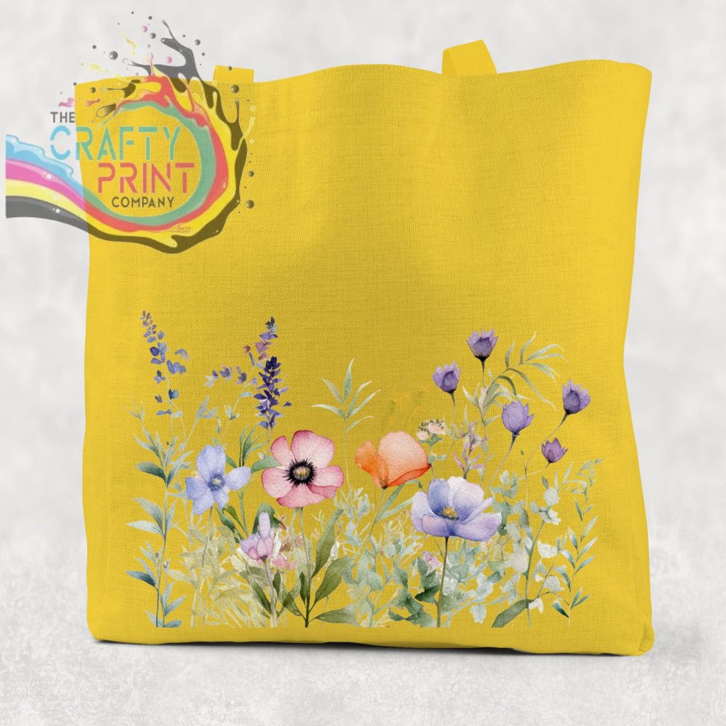 Wildflower Cotton Re-usable Tote Bag - Yellow / Small: 21