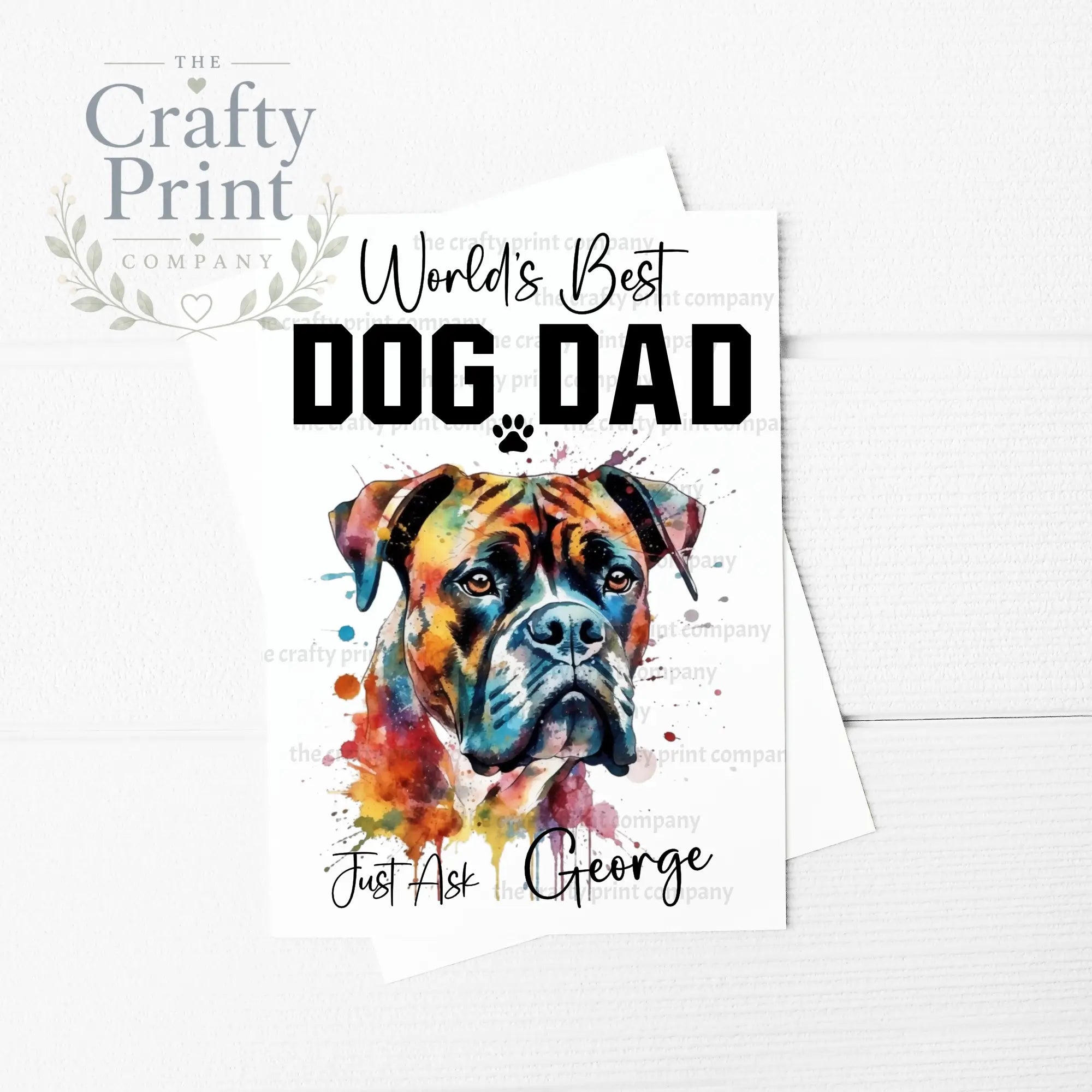 World’s Best Dog Dad Boxer A5 Card - Greeting & Note Cards