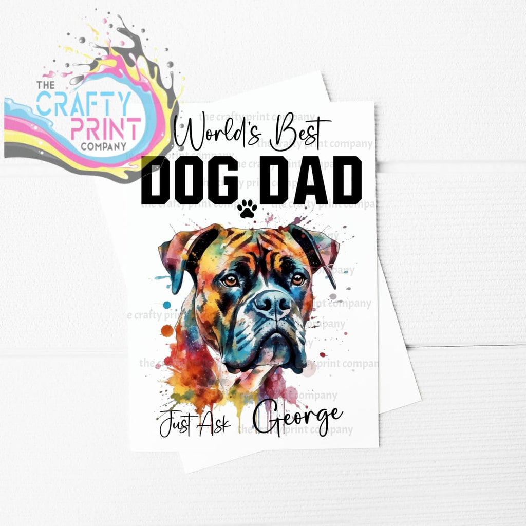 World’s Best Dog Dad Boxer A5 Card - Greeting & Note Cards