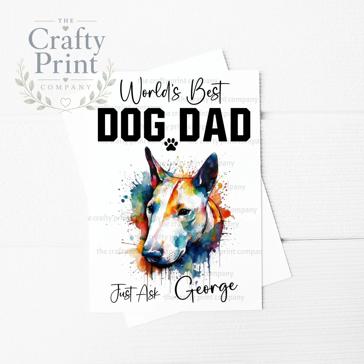 World’s Best Dog Dad Bull Terrier A5 Card - Greeting & Note