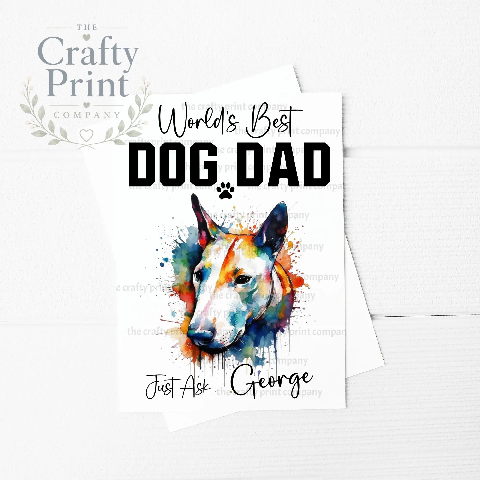 World’s Best Dog Dad Bull Terrier A5 Card - Greeting & Note