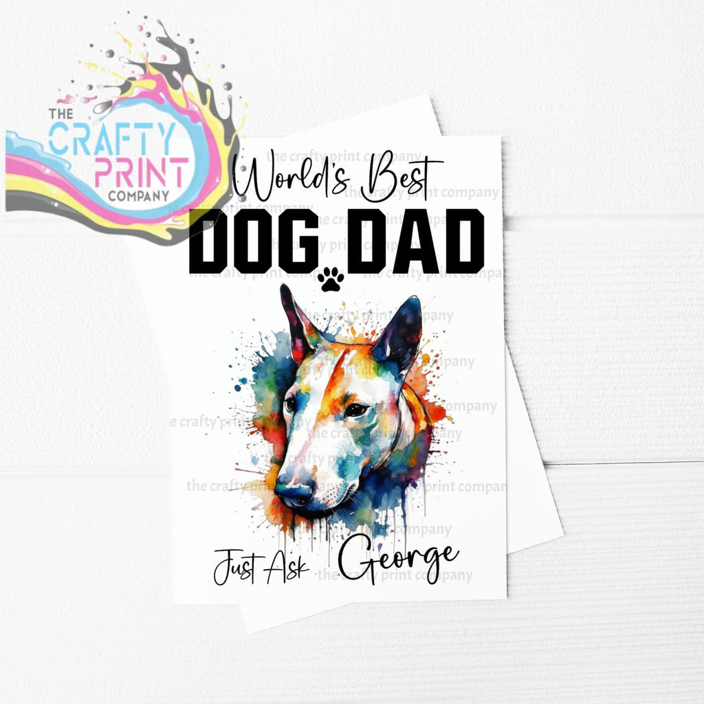 World’s Best Dog Dad Bull Terrier A5 Card - Greeting &