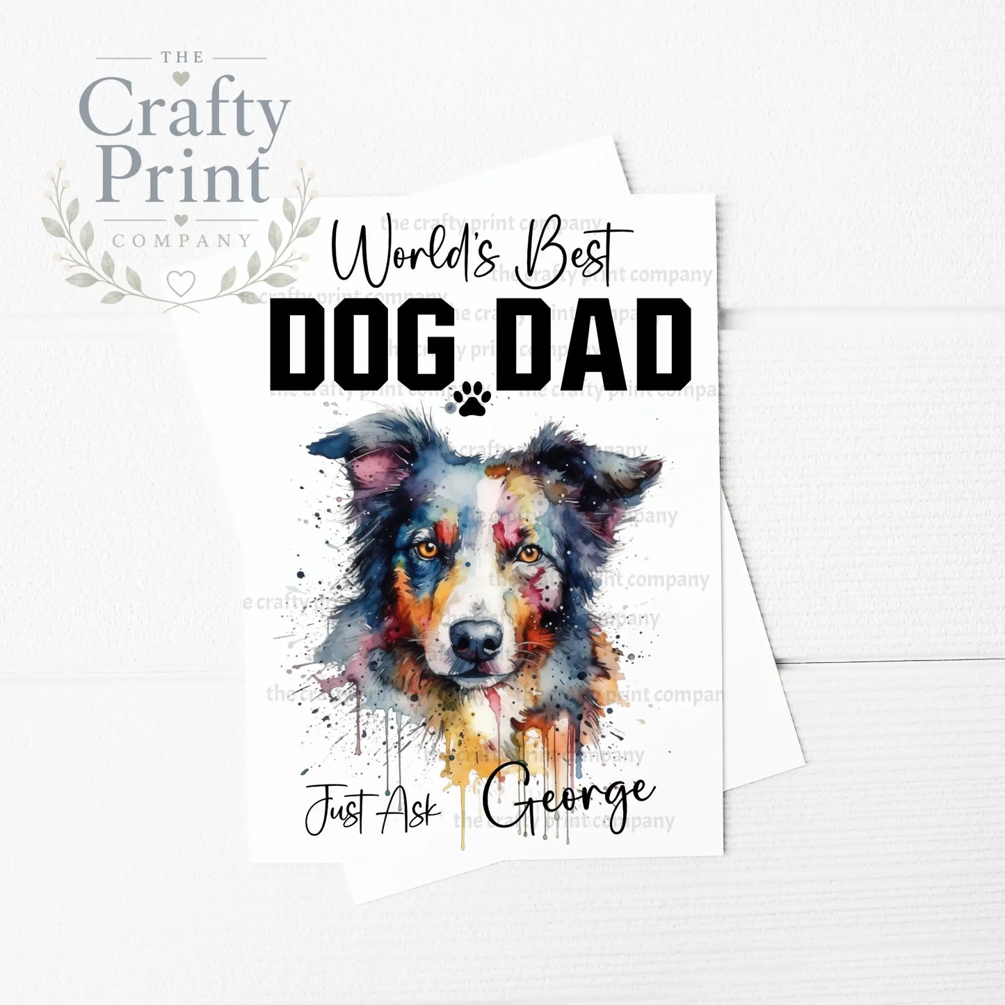World’s Best Dog Dad Collie A5 Card - Greeting & Note Cards
