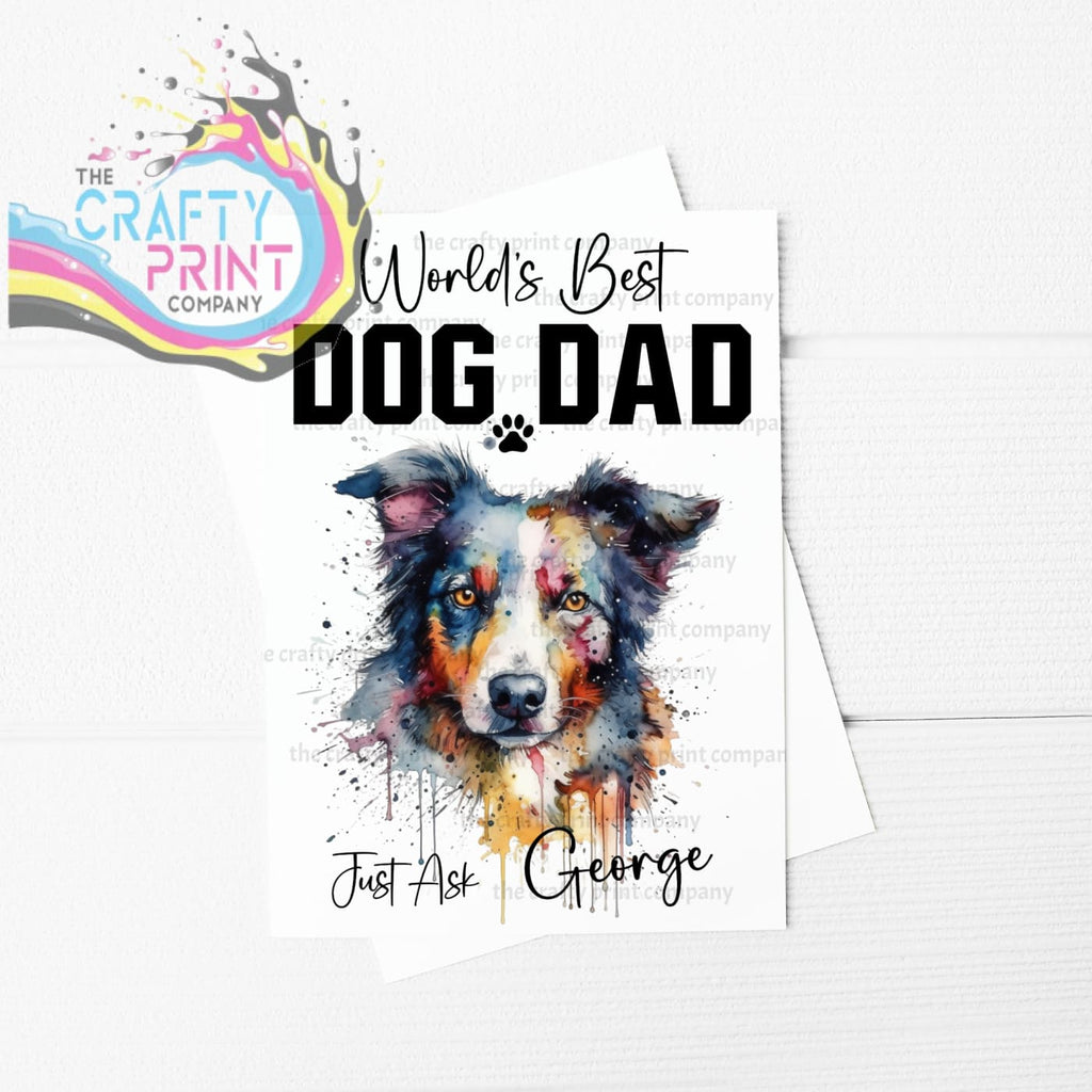 World’s Best Dog Dad Collie A5 Card - Greeting & Note Cards