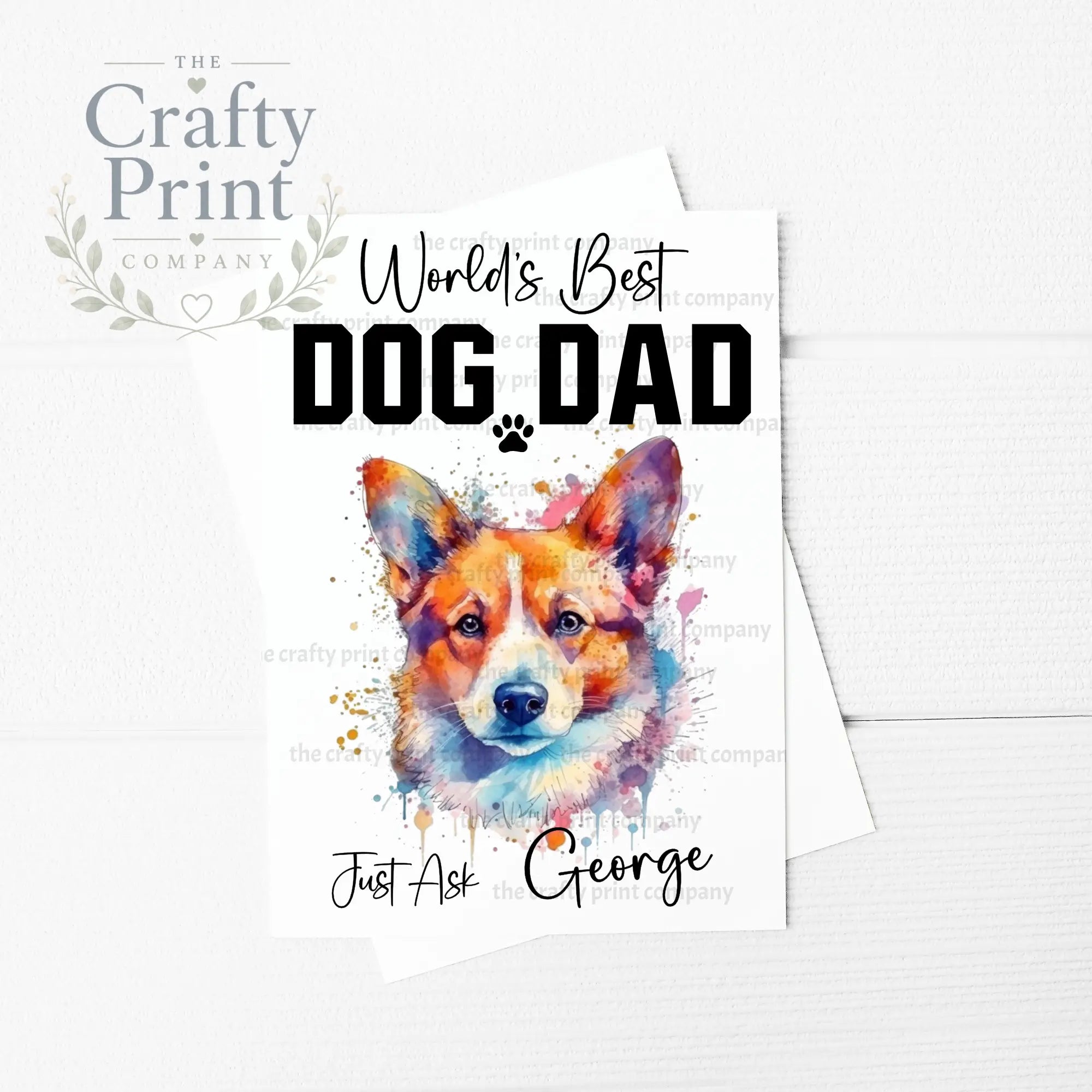 World’s Best Dog Dad Corgi A5 Card - Greeting & Note Cards