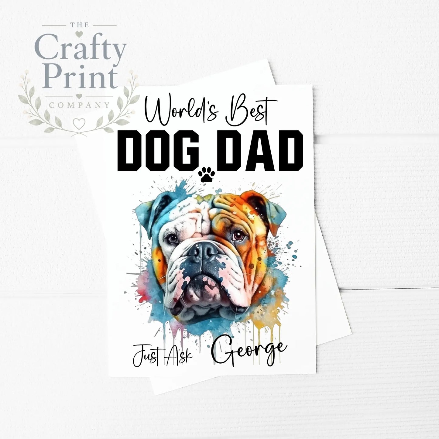 World’s Best Dog Dad English Bulldog A5 Card - Greeting &