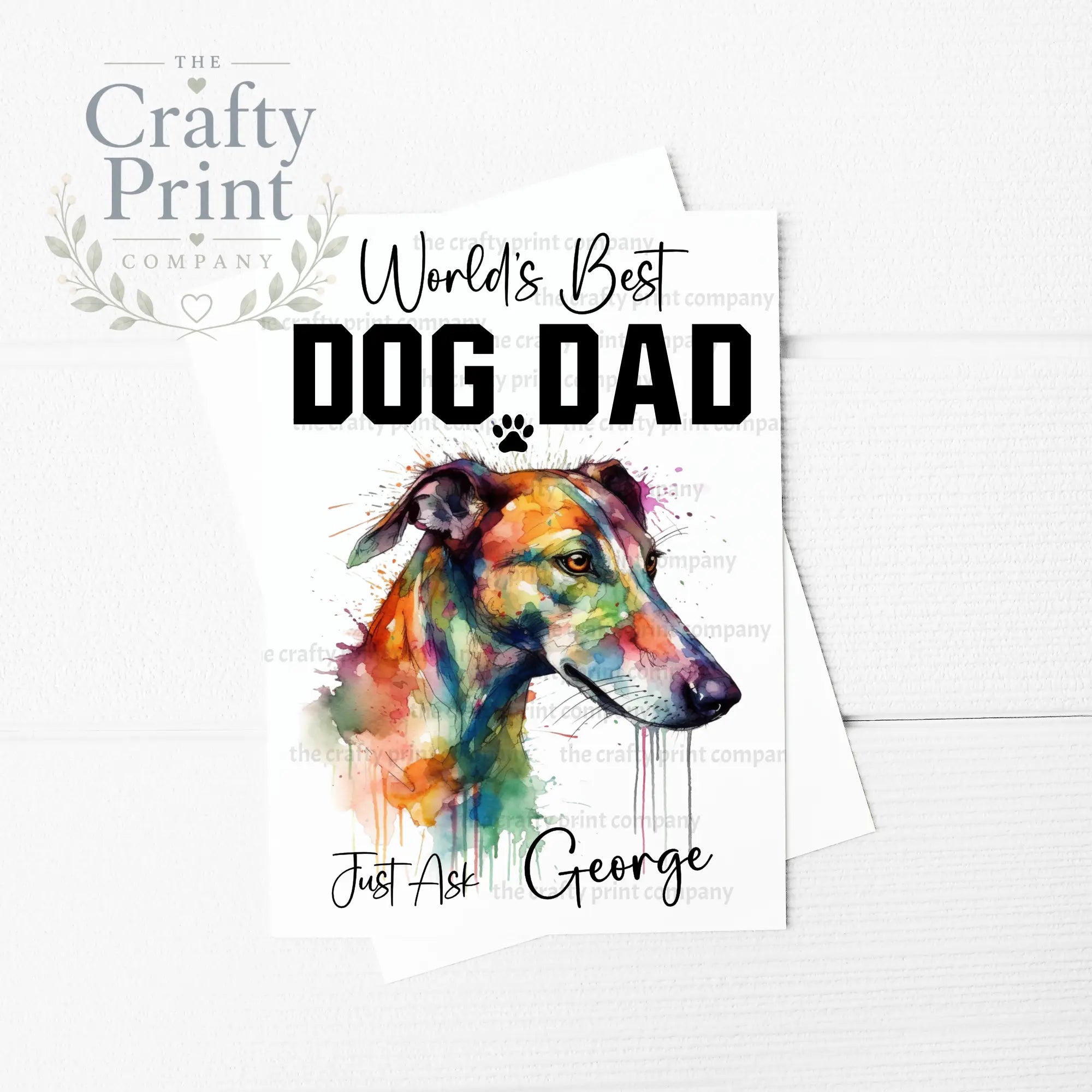 World’s Best Dog Dad Greyhound A5 Card - Greeting & Note