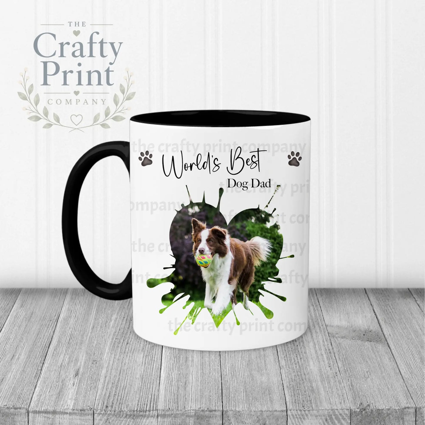 World’s Best Dog Dad Heart Shape Photo Mug - Black Handle &