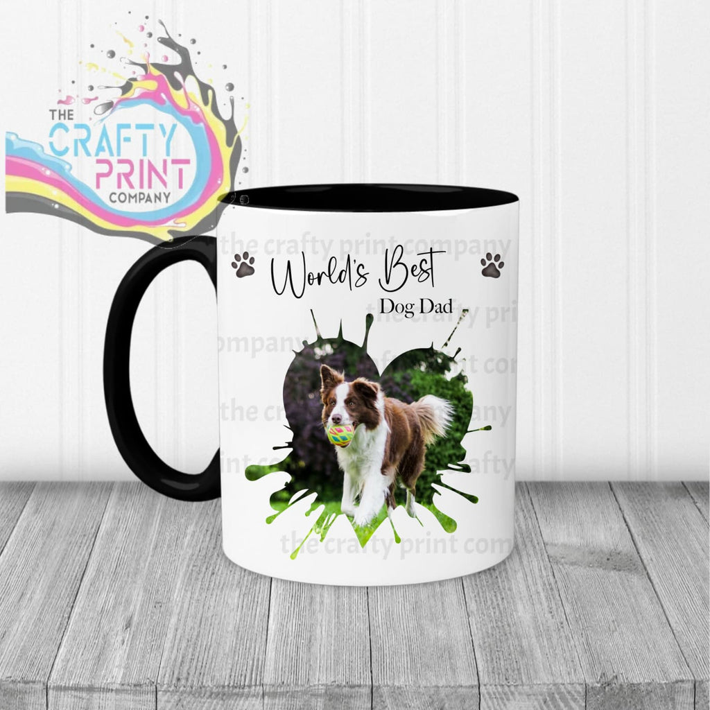 World’s Best Dog Dad Heart Shape Photo Mug - Black Handle &