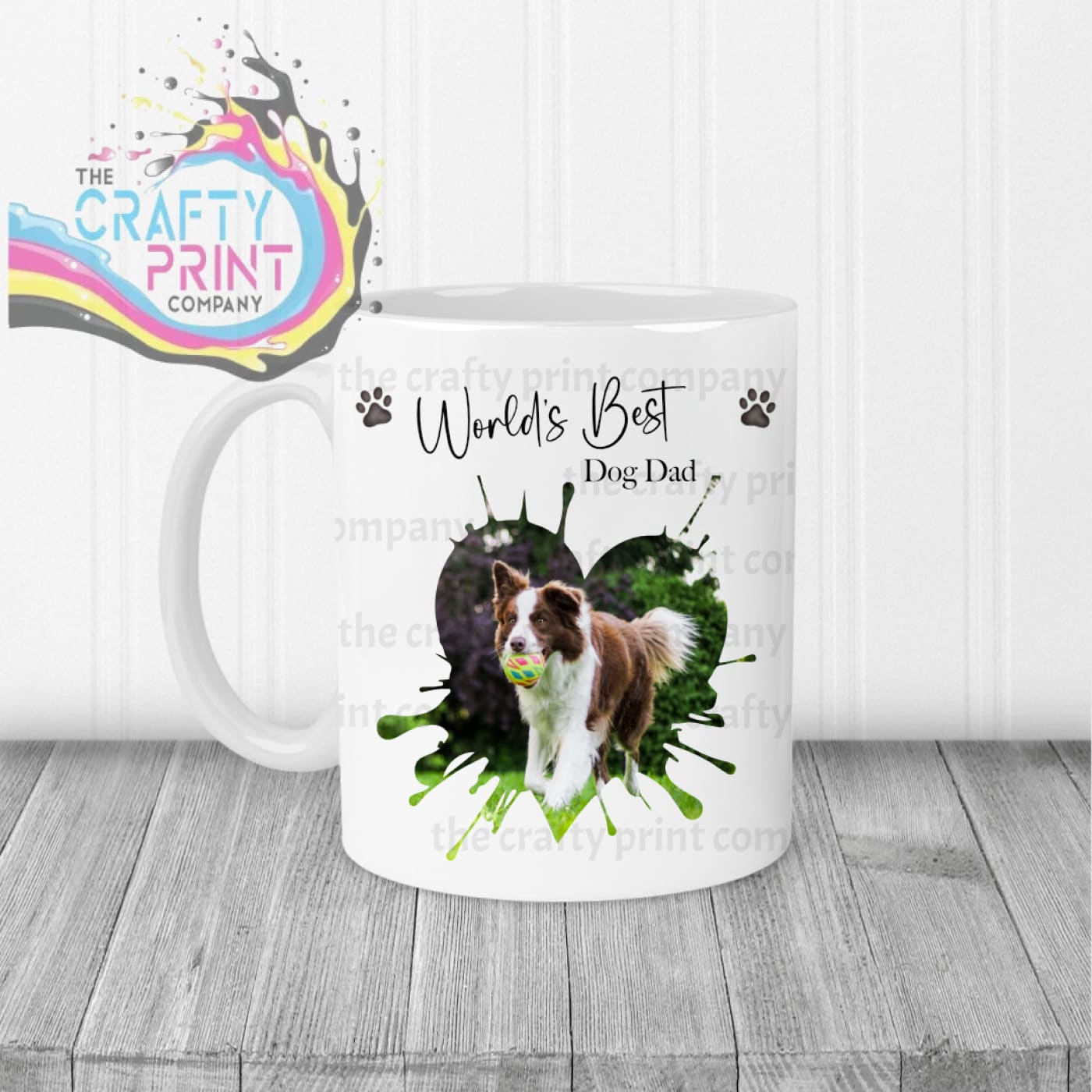 World’s Best Dog Dad Heart Shape Photo Mug - White Handle &