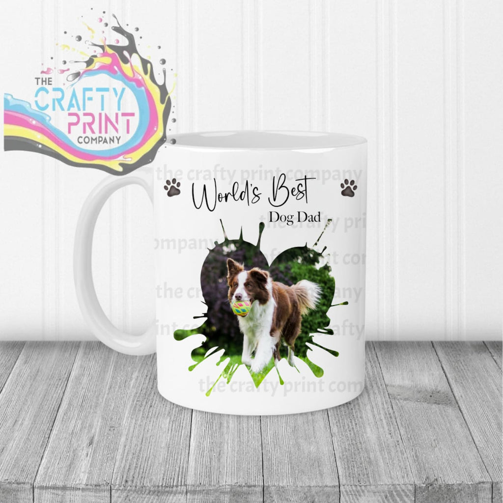 World’s Best Dog Dad Heart Shape Photo Mug - White Handle &
