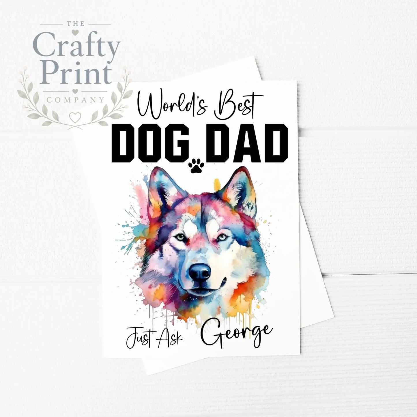 World’s Best Dog Dad Husky A5 Card - Greeting & Note Cards