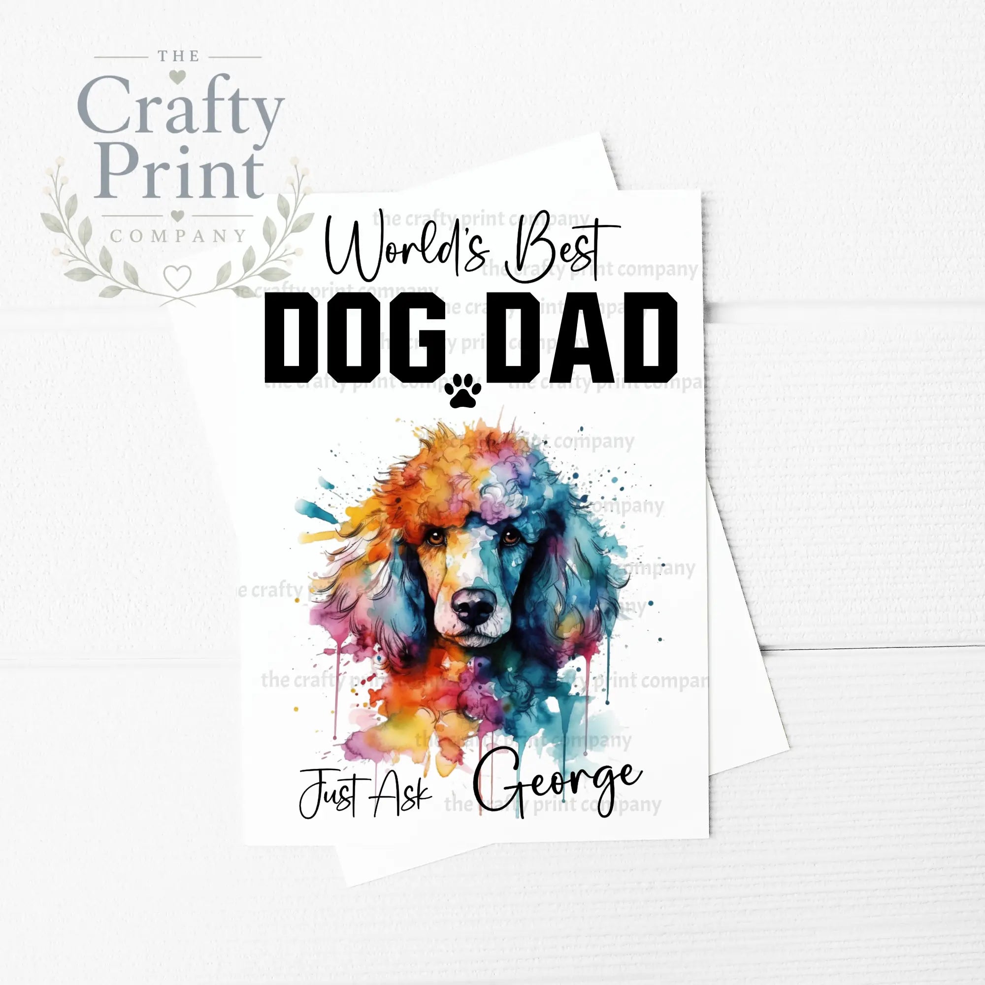 World’s Best Dog Dad Poodle A5 Card - Greeting & Note Cards