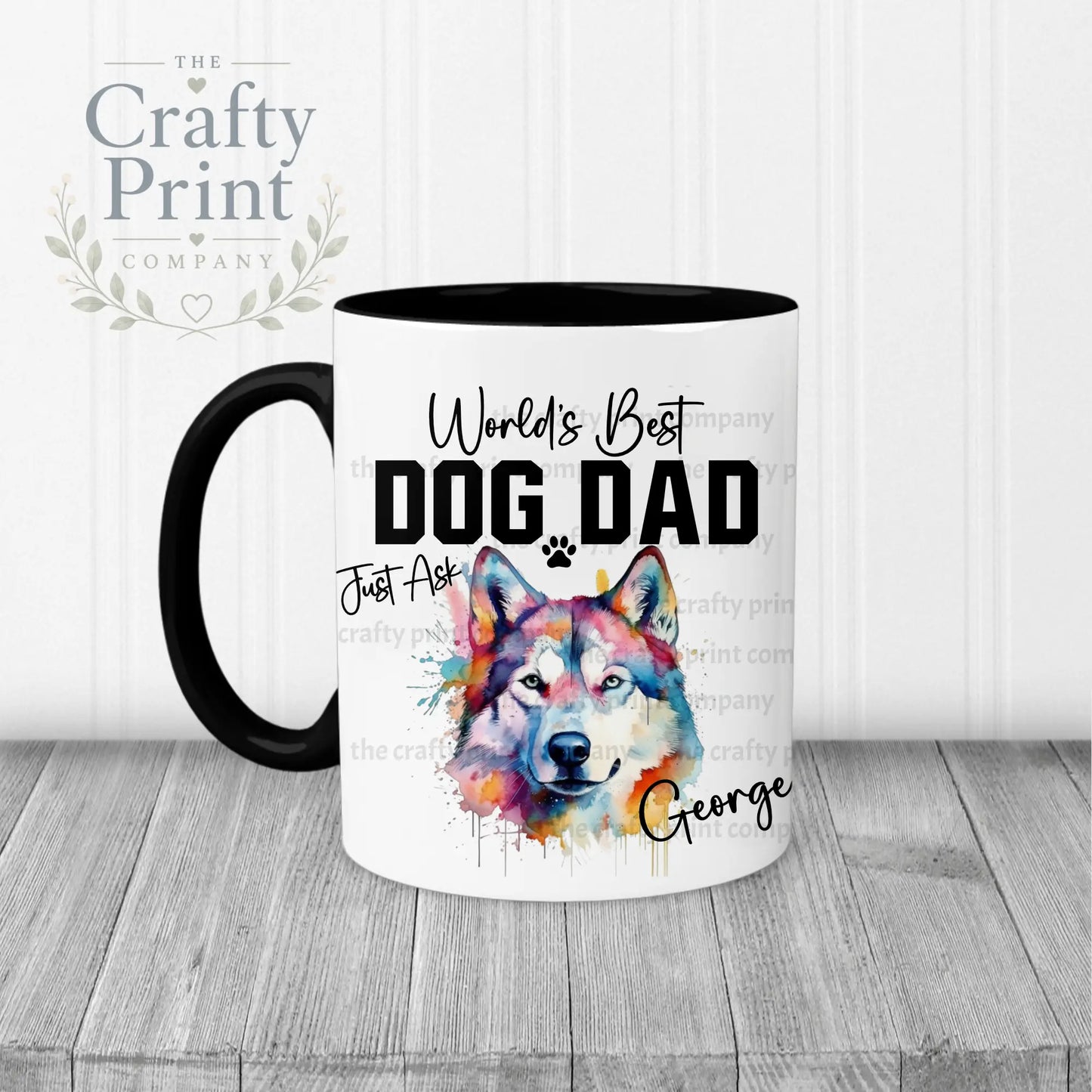 World’s Best Dog Dad Siberian Husky Mug - Black Handle &