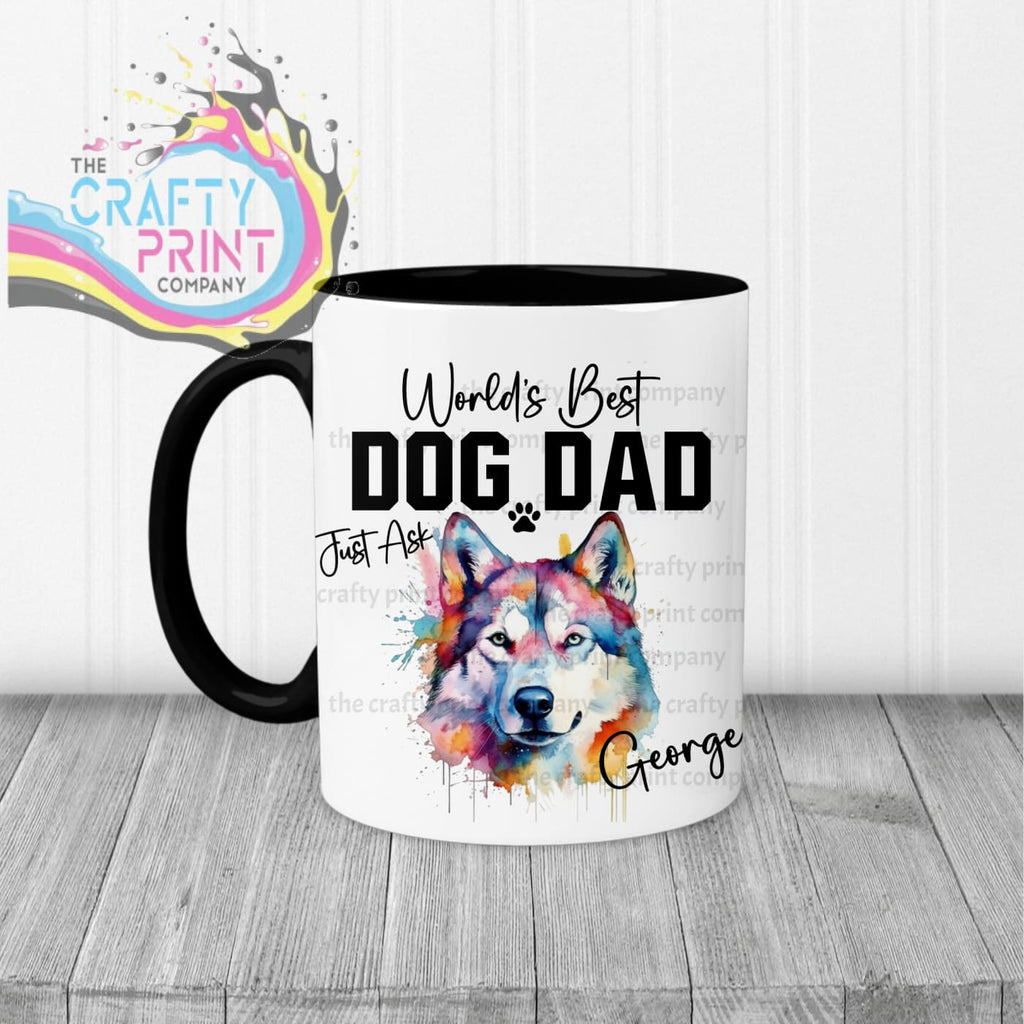 World’s Best Dog Dad Siberian Husky Mug - Black Handle &
