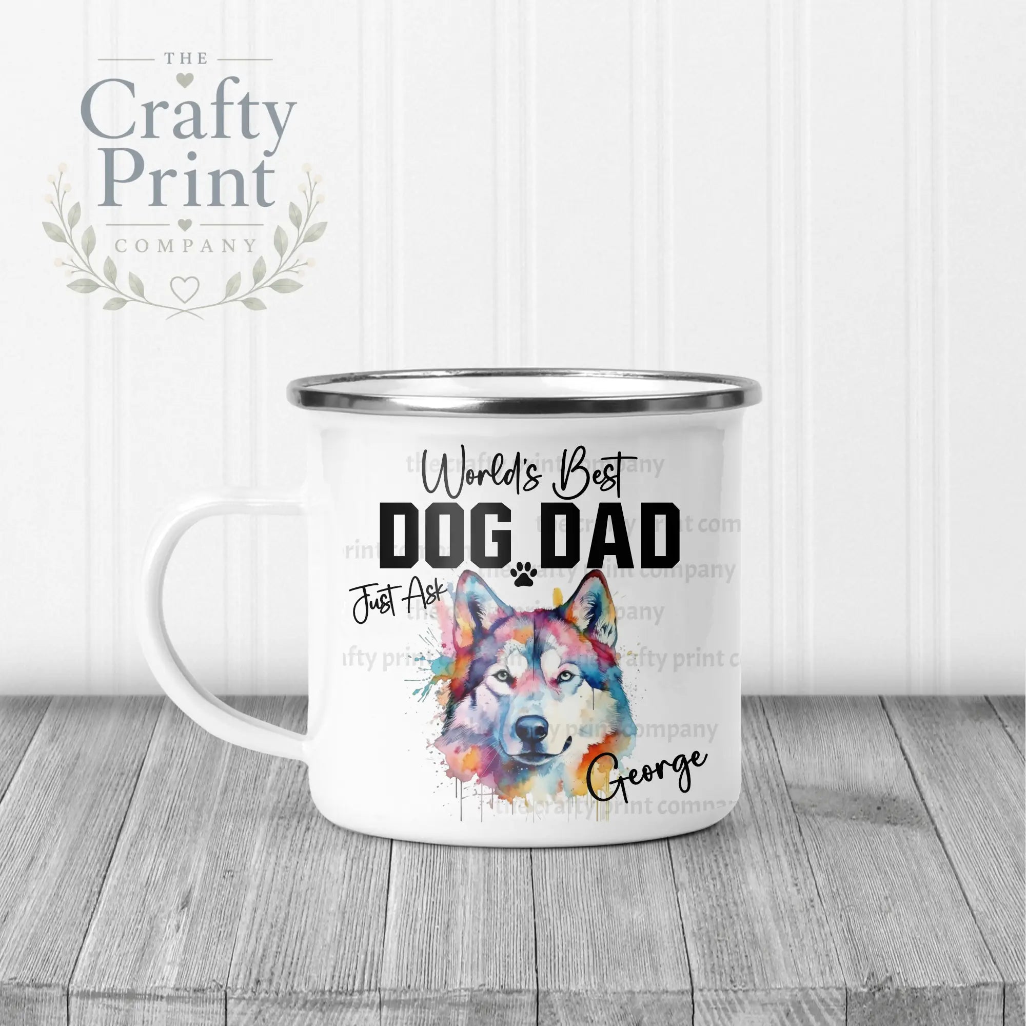World’s Best Dog Dad Siberian Husky Mug - Enamel - Mugs