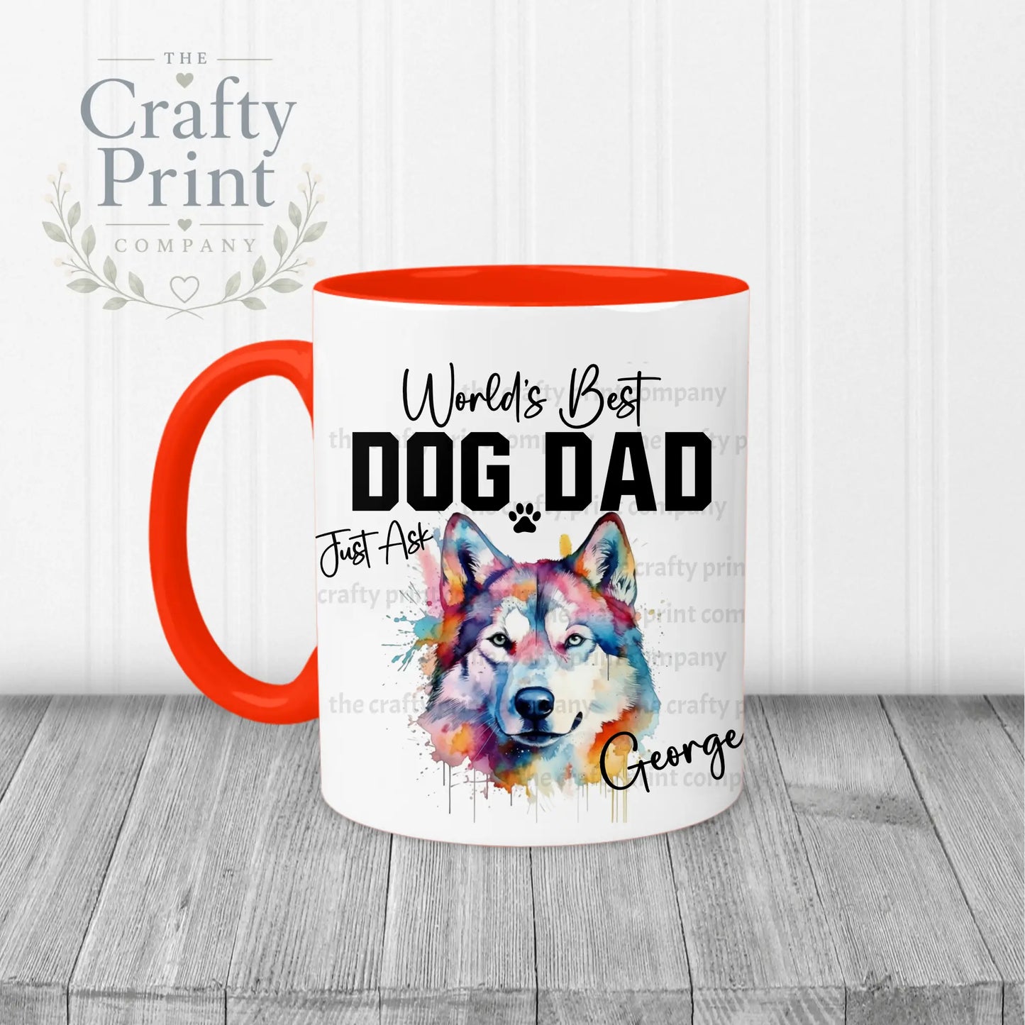 World’s Best Dog Dad Siberian Husky Mug - Red Handle &