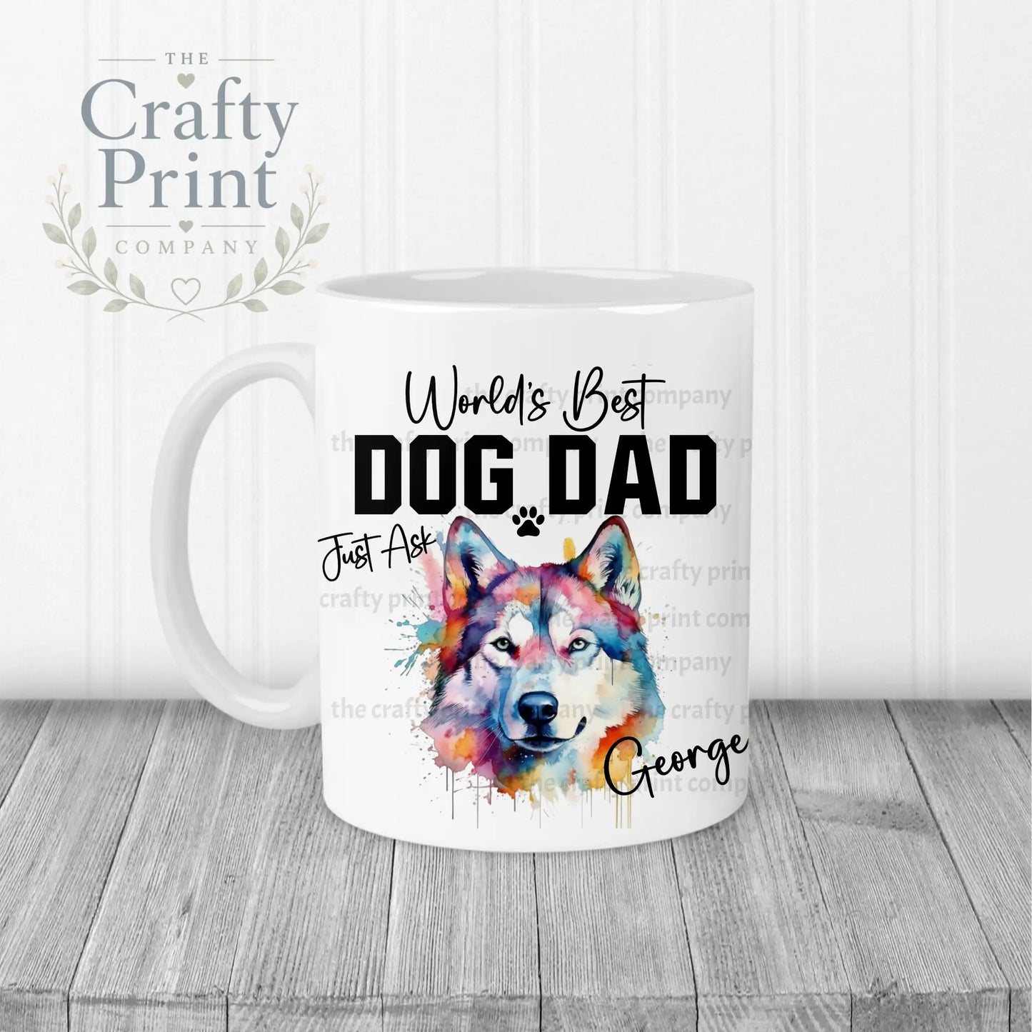 World’s Best Dog Dad Siberian Husky Mug - White Handle &