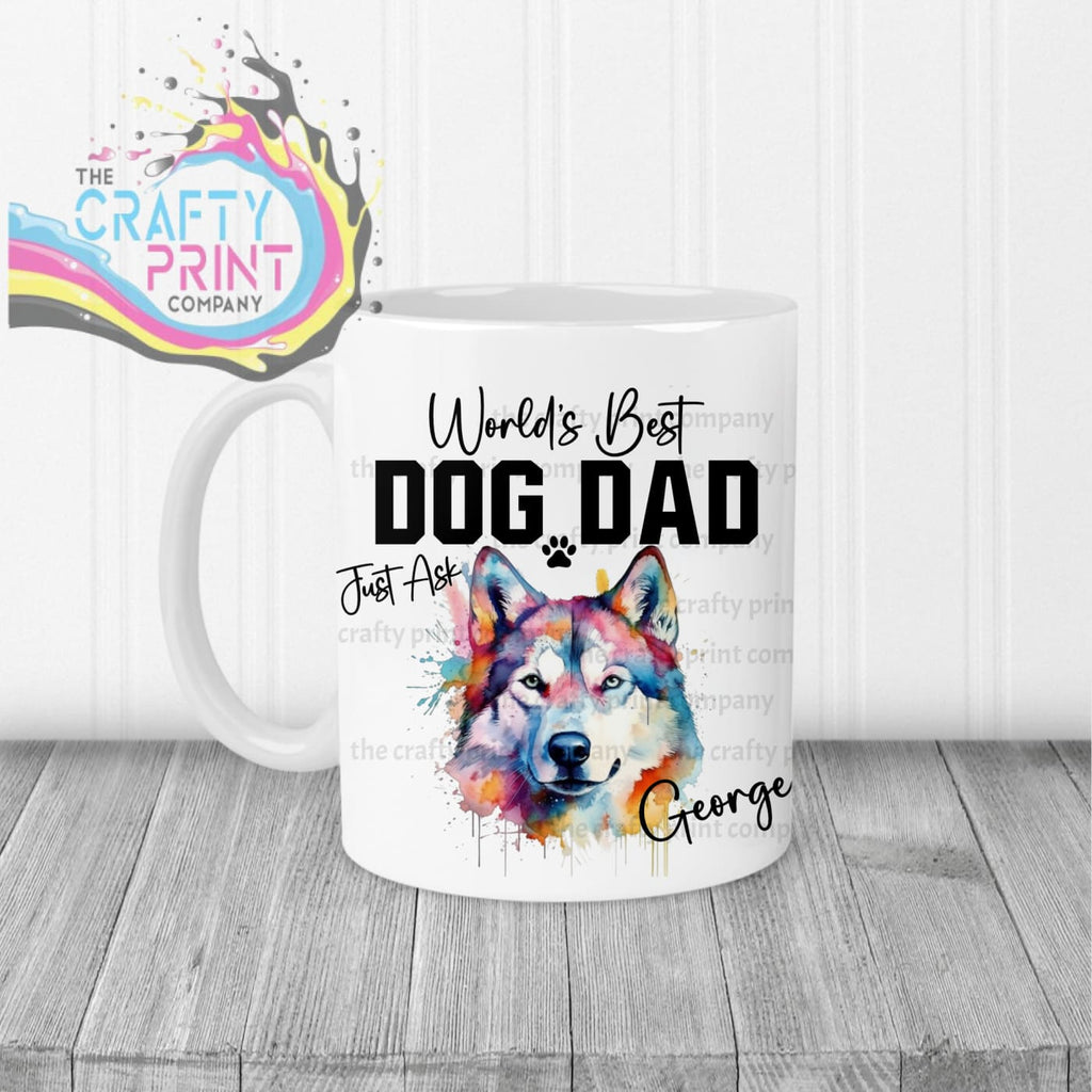 World’s Best Dog Dad Siberian Husky Mug - White Handle &