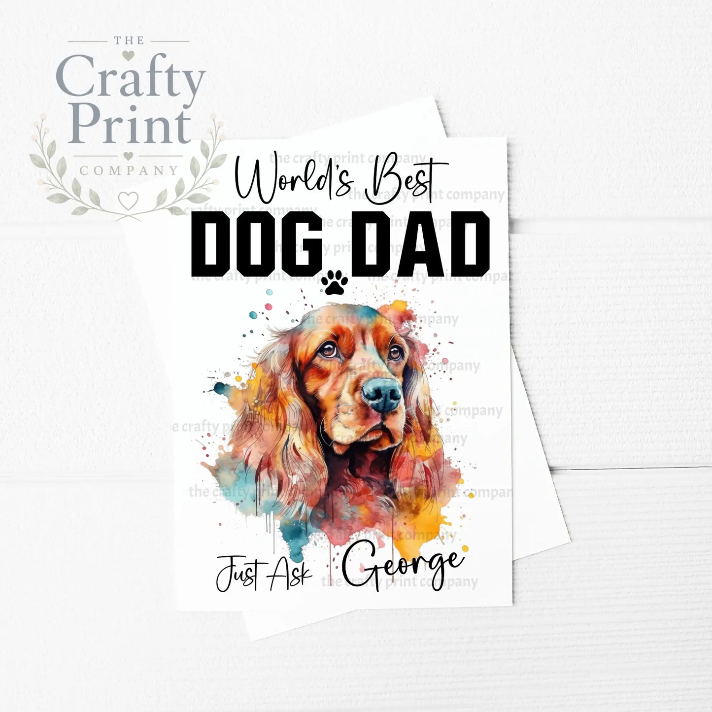 World’s Best Dog Dad Spaniel A5 Card - Greeting & Note Cards