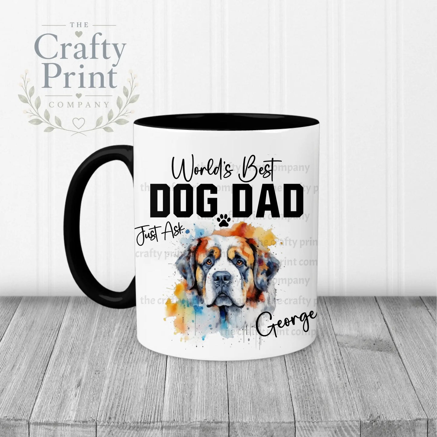 World’s Best Dog Dad St Bernard Mug - Black Handle & Inner