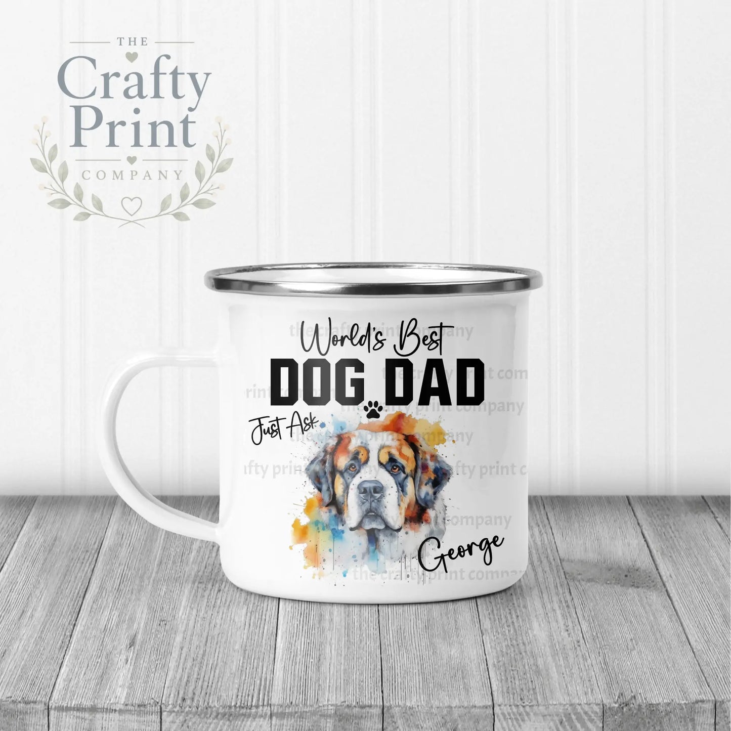 World’s Best Dog Dad St Bernard Mug - Enamel - Mugs