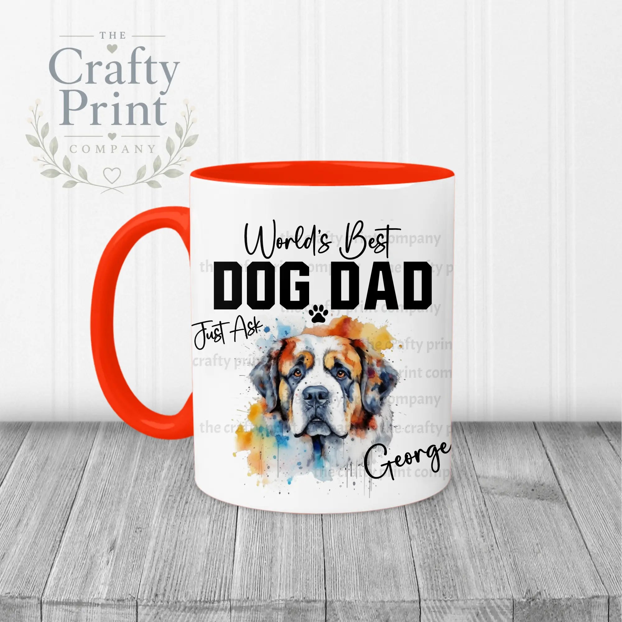 World’s Best Dog Dad St Bernard Mug - Red Handle & Inner