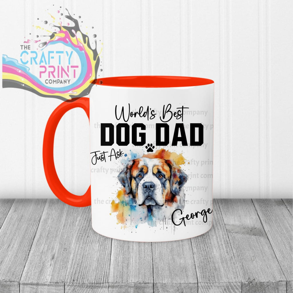 World’s Best Dog Dad St Bernard Mug - Red Handle & Inner