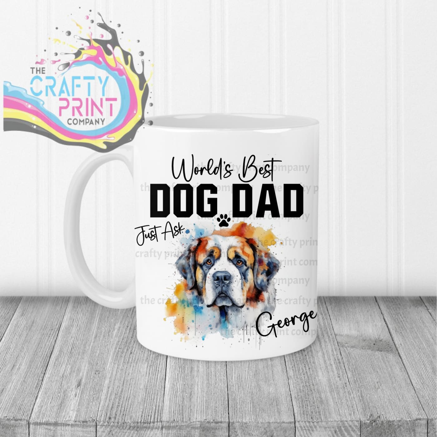 World’s Best Dog Dad St Bernard Mug - White Handle & Inner