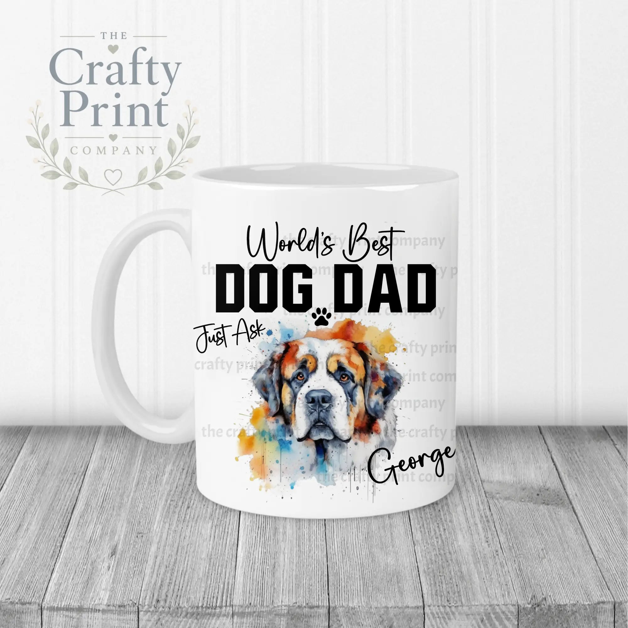 World’s Best Dog Dad St Bernard Mug - White Handle & Inner