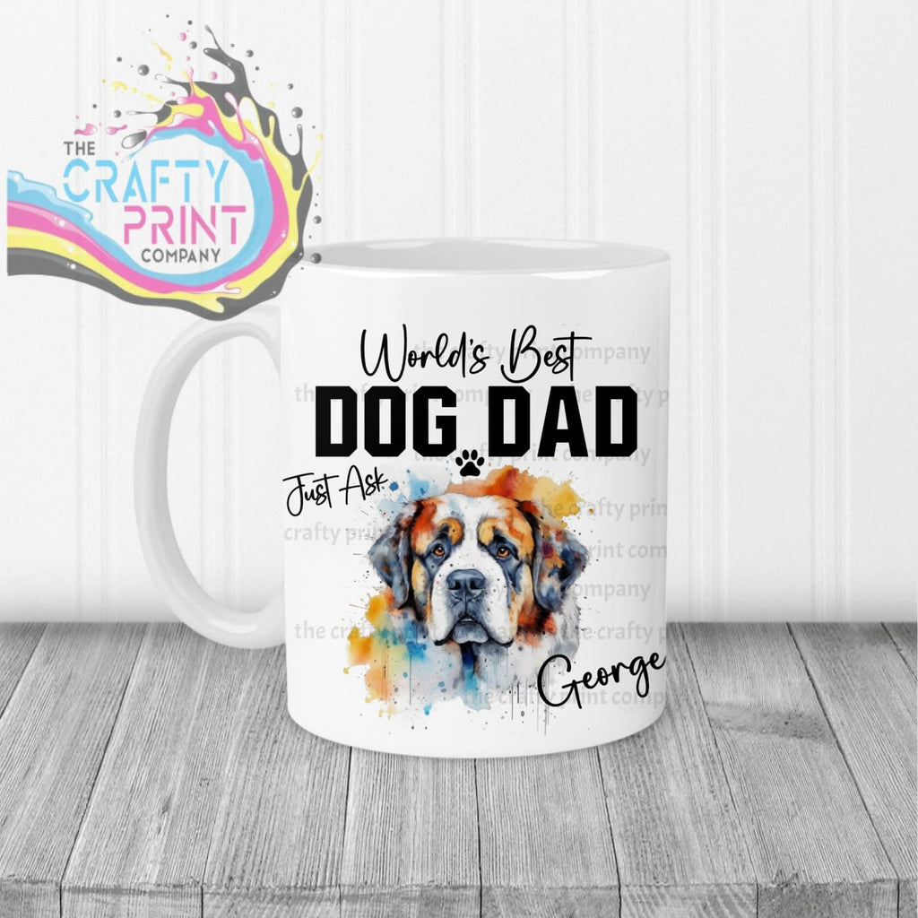 World’s Best Dog Dad St Bernard Mug - White Handle & Inner -