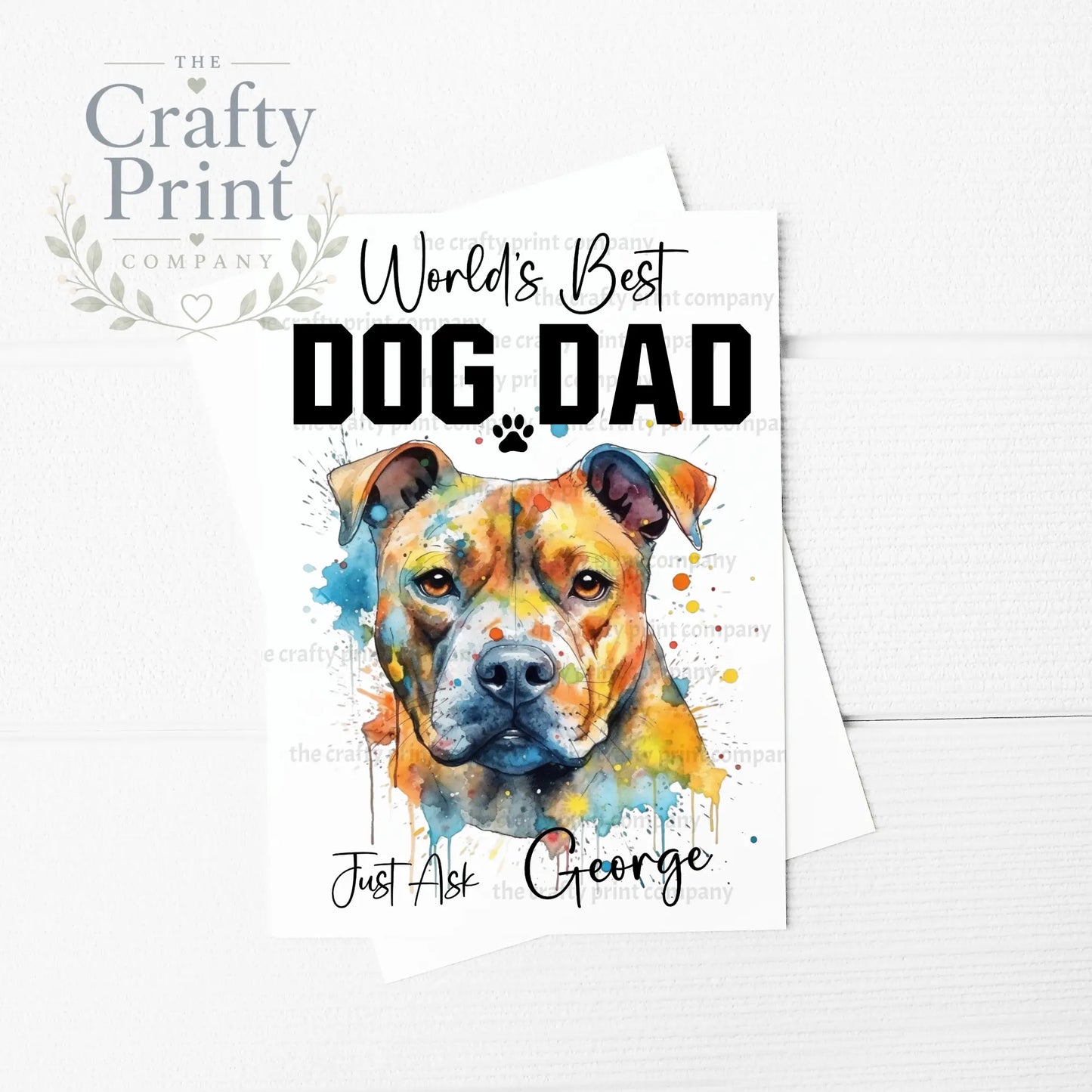 World’s Best Dog Dad Staffordshire Bull Terrier A5 Card