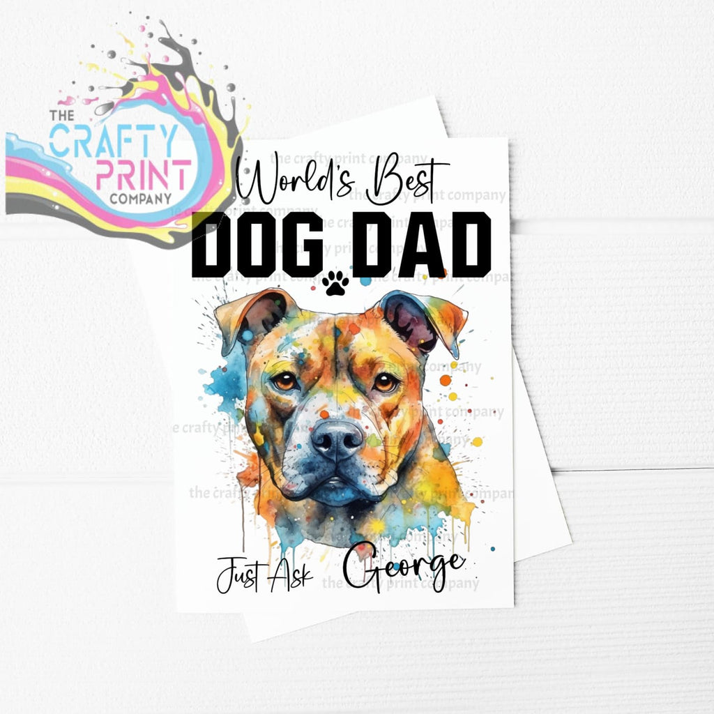 World’s Best Dog Dad Staffordshire Bull Terrier A5 Card -