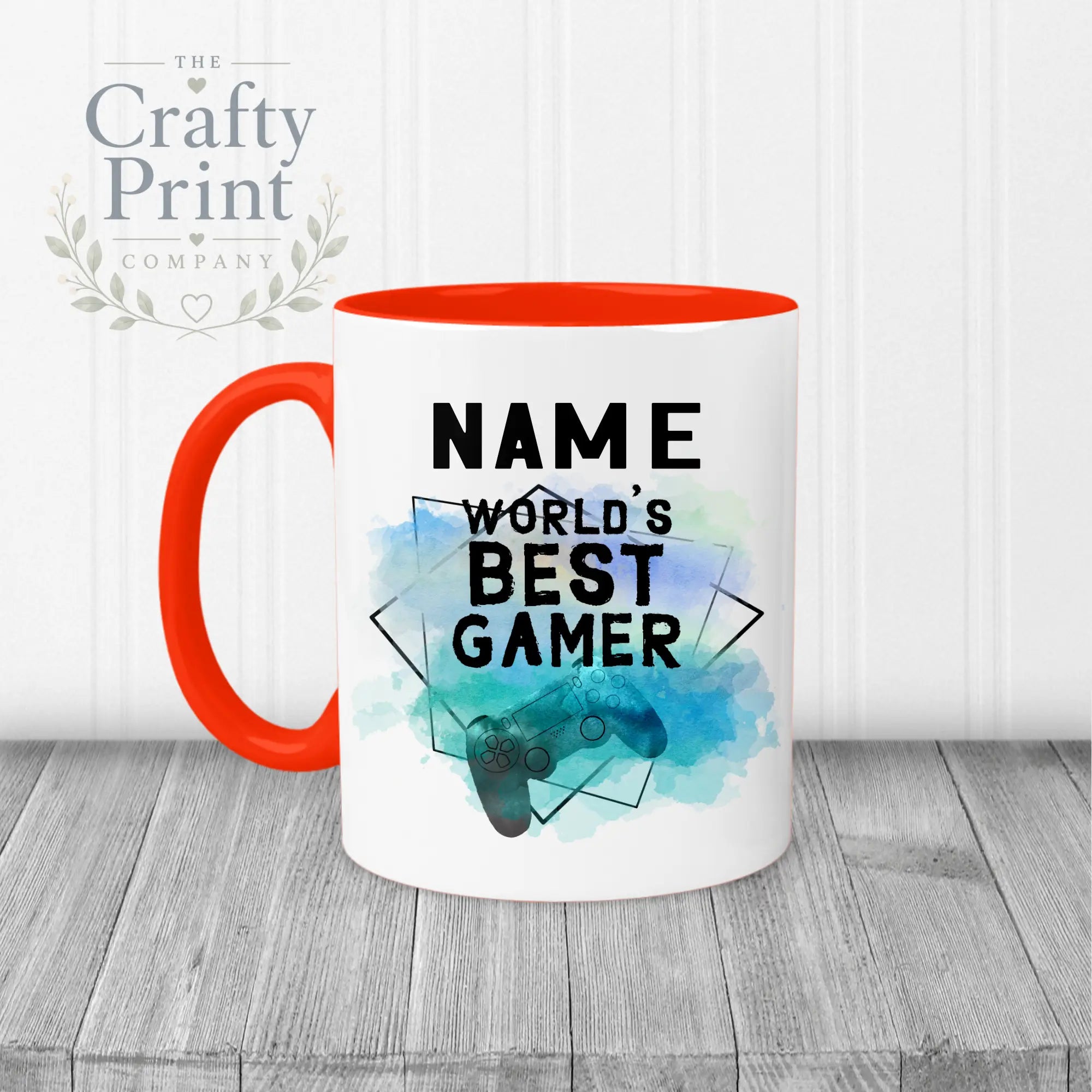 Worlds Best Gamer Playstation Personalised Mug - Red Handle