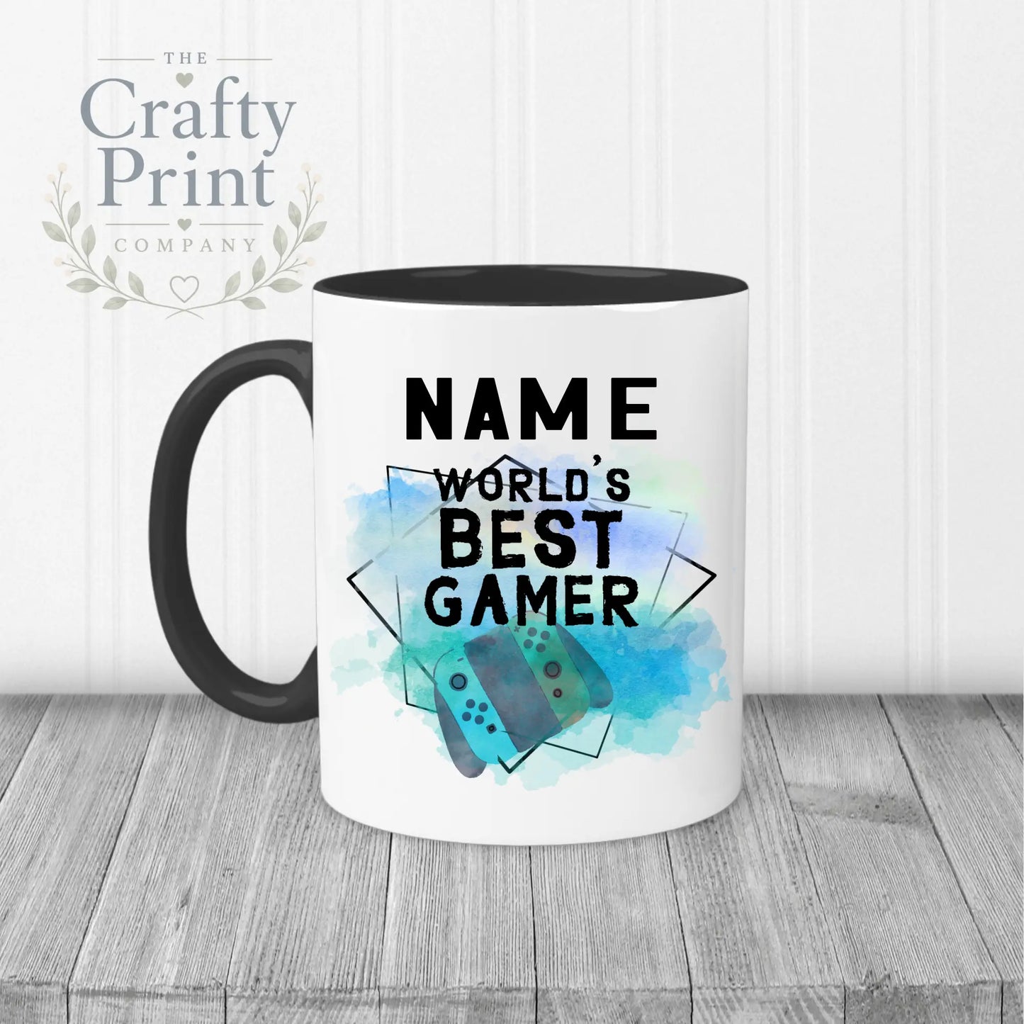 Worlds Best Gamer Switch Personalised Mug - Black Handle &