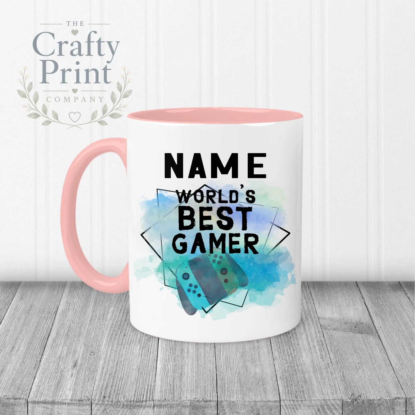 Worlds Best Gamer Switch Personalised Mug - Pink Handle &