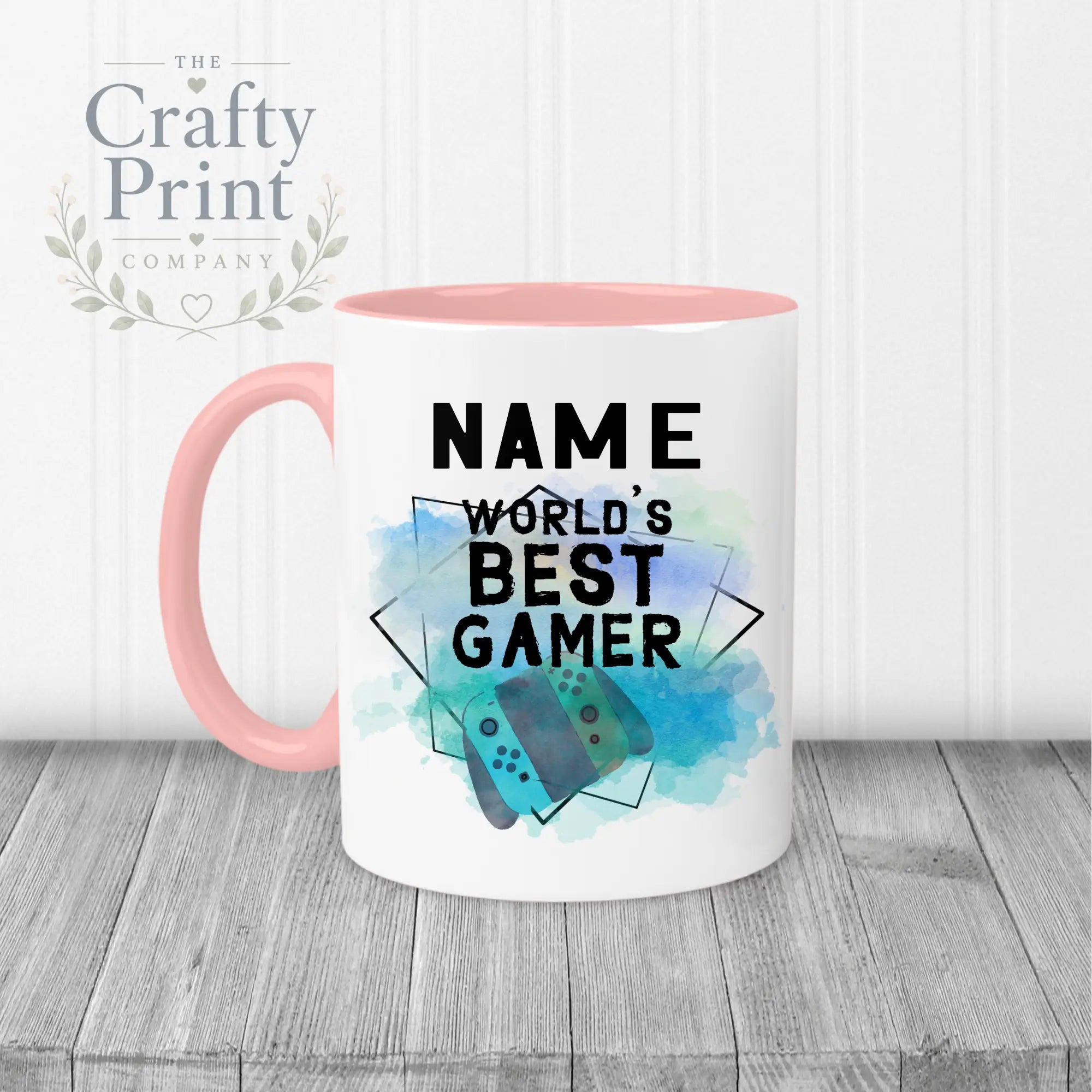 Worlds Best Gamer Switch Personalised Mug - Pink Handle &