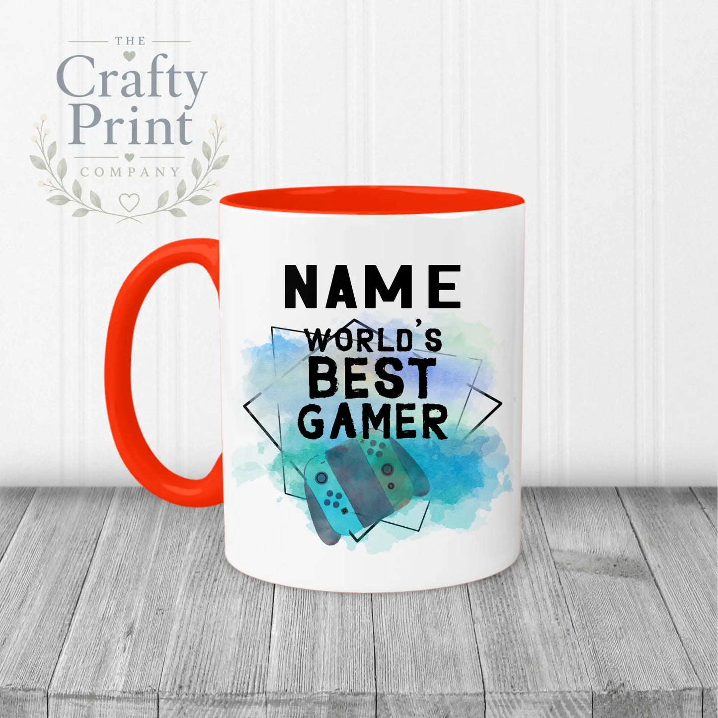 Worlds Best Gamer Switch Personalised Mug - Red Handle &