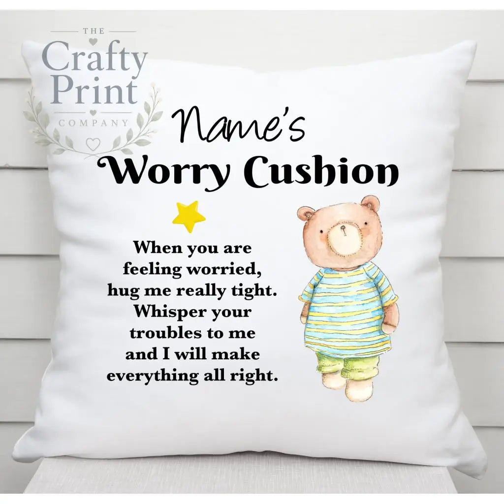 Worry Cushion Cover Teddy Bear Design Personalised - Chair