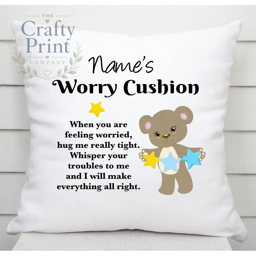 Worry Cushion Cover Teddy Bear Design Personalised