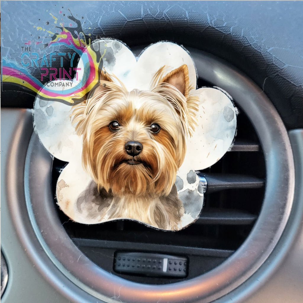 Yorkshire Terrier Acrylic Paw Print Car Vent Clip on Air