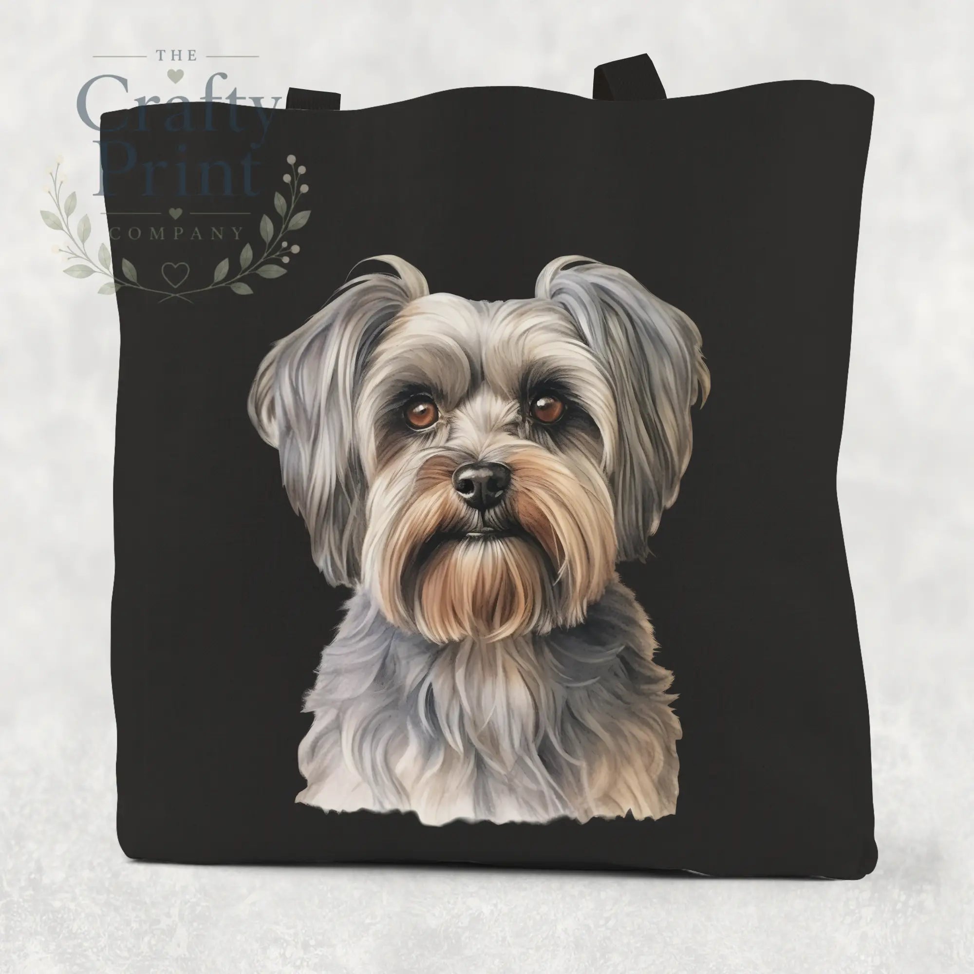 Yorkshire Terrier Cotton Tote Bag - Black - Shopping Totes