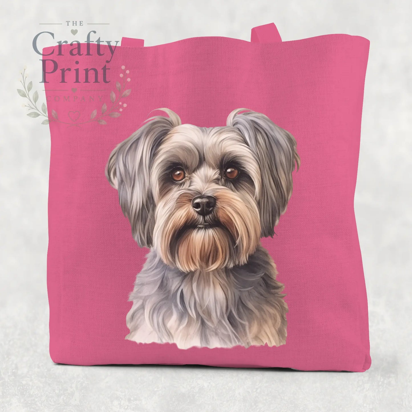 Yorkshire Terrier Cotton Tote Bag - Hot Pink - Shopping